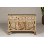 Anglo-Indian Style Mango Wood Buffet with Geometric Bone Inlay - Image 13
