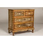 Anglo-Indian Style Mango Wood Four-Drawer Chest with Foliage Themed Bone Inlay - Image 10